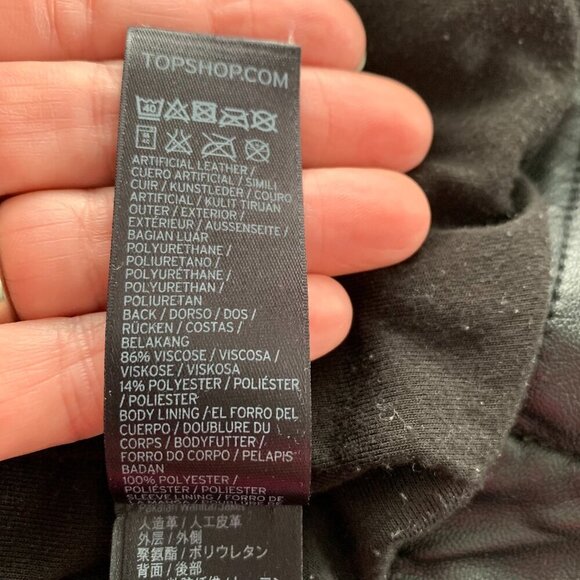 Topshop Black Faux Leather Moto Biker Jacket - Picture 10 of 16